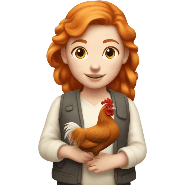 Ginger girl with a brahma hen emoji