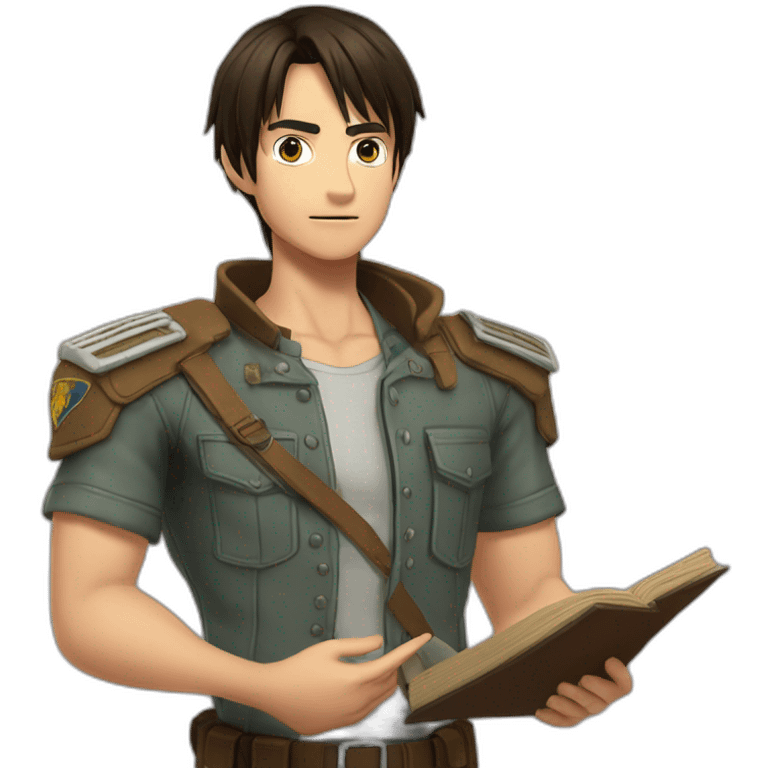 Eren Jeager, cape of the exploration battalion taking the oath, stitch on the chest emoji