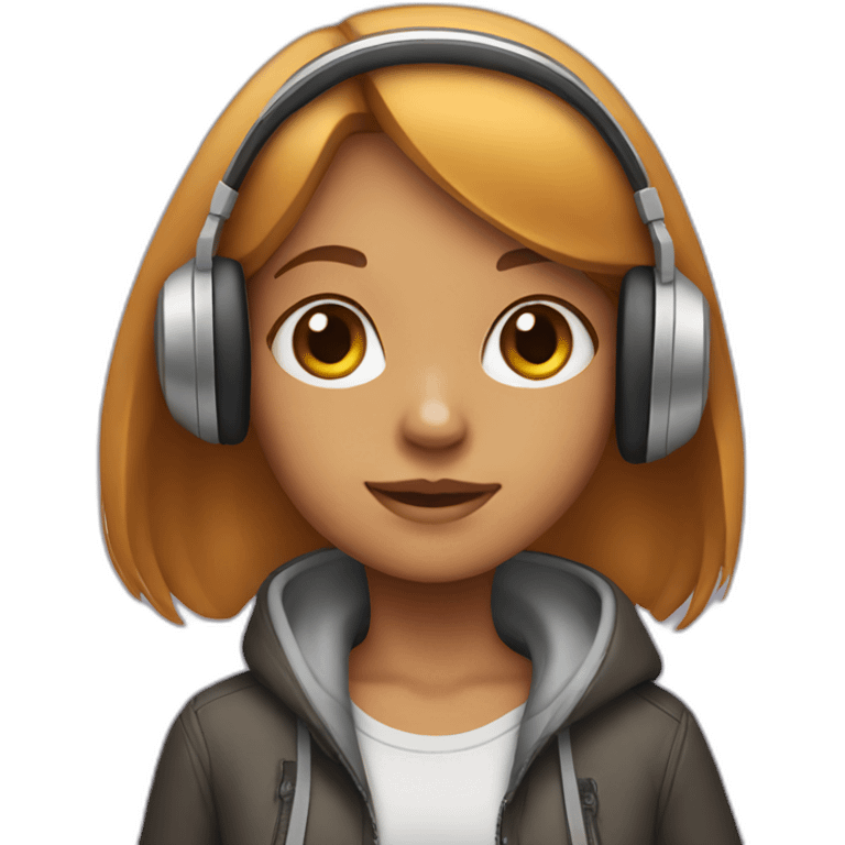 Girl with beagle in headphones emoji