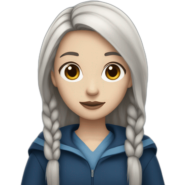 Ravenclaw girl with grayish straight hair white skin emoji