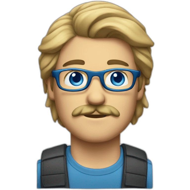 man with mustache mullet blue eyes and glasses emoji