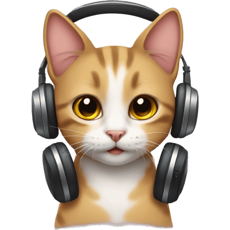 Cat with headphones cute emoji