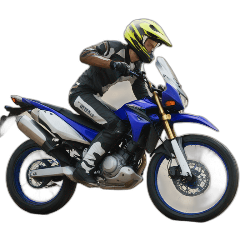 Man make wheelie with yamaha cross bike emoji