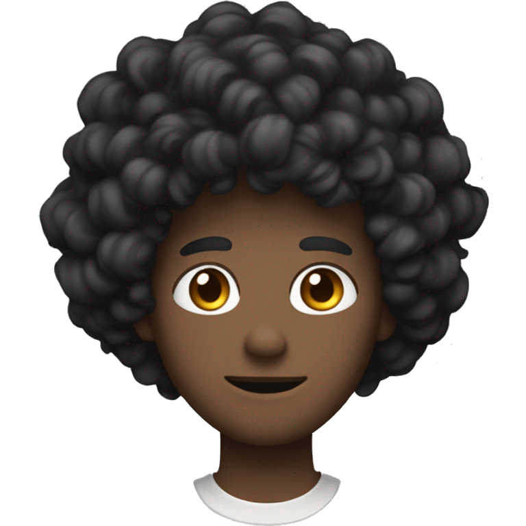 Black hair  big curly, sharp jawline, teen, fair skin, male emoji