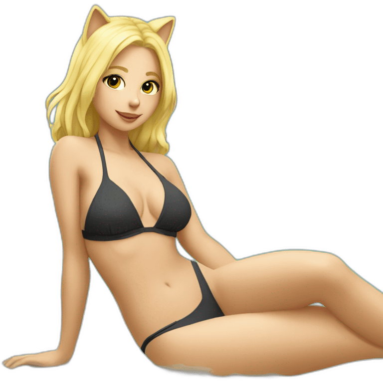 hot catgirl blonde swim suit emoji