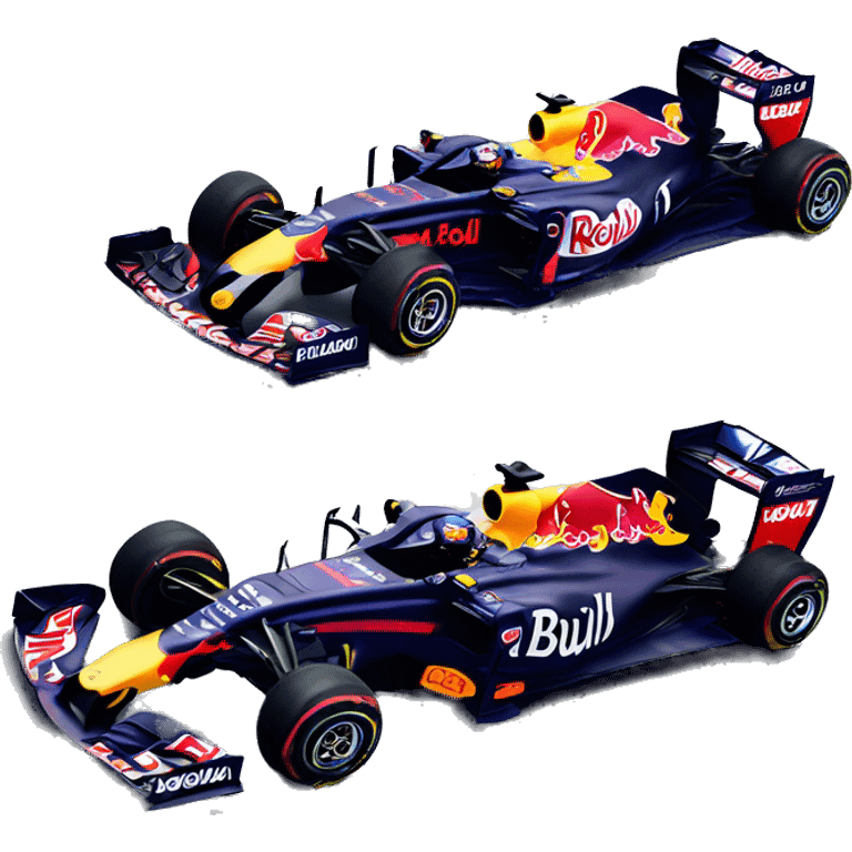 Red bull formula 1 car on top of Mercedes formula 1 car emoji