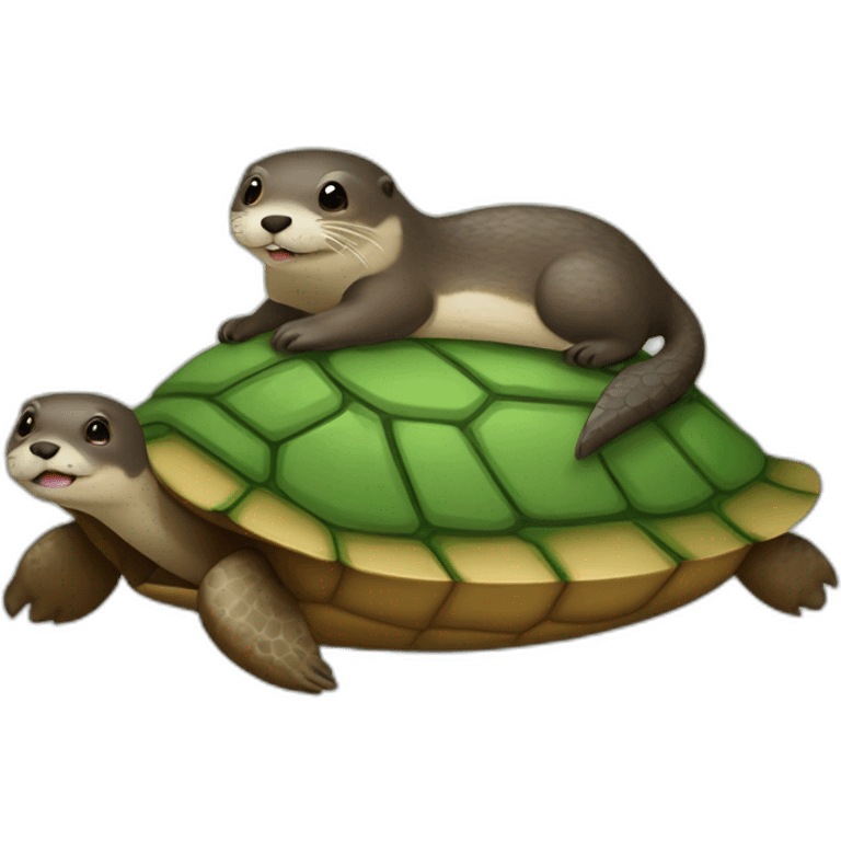 Une loutre sur une tortue emoji