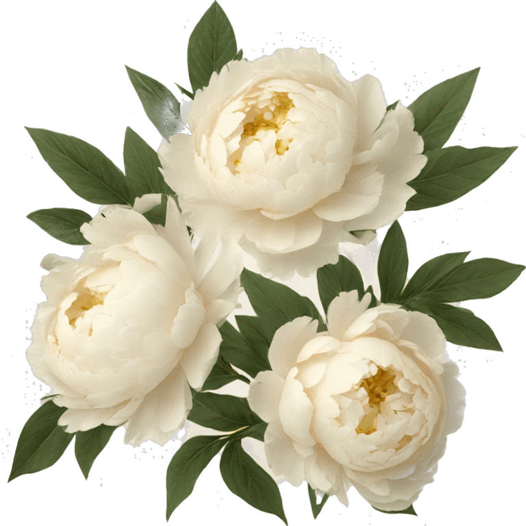 Cream color Peonies in a set of 3 emoji