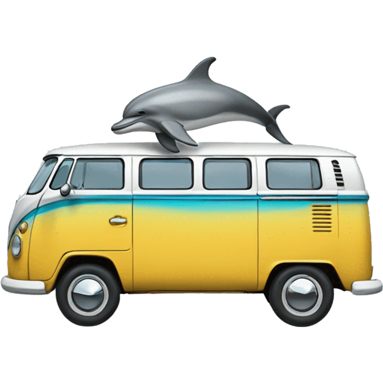 Dolphin driving a vw bus emoji