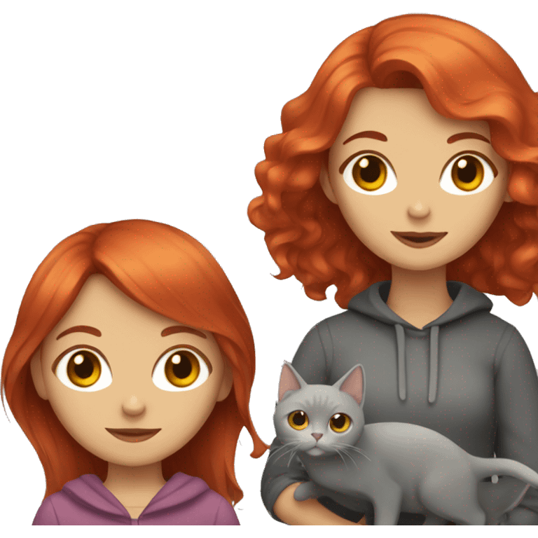 girl with red hair and a gray cat emoji