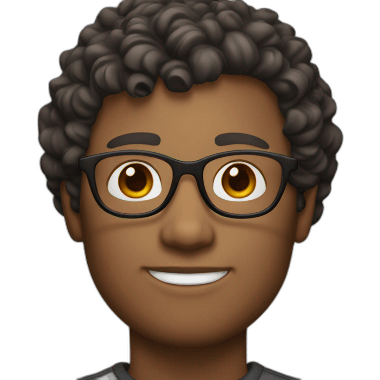 Memoji, male, lighter skin, short curly hair, glasses emoji