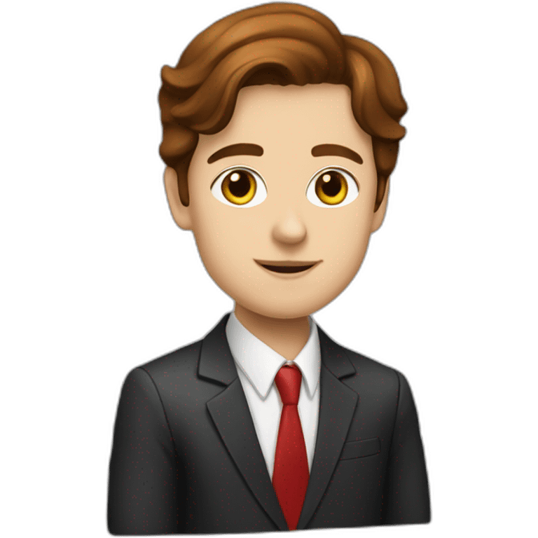 cat lawyer in red suit and brown hair emoji