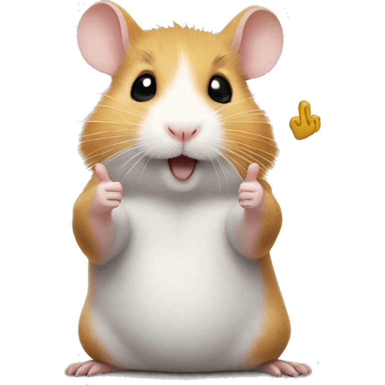 hamster holding up peace sign emoji