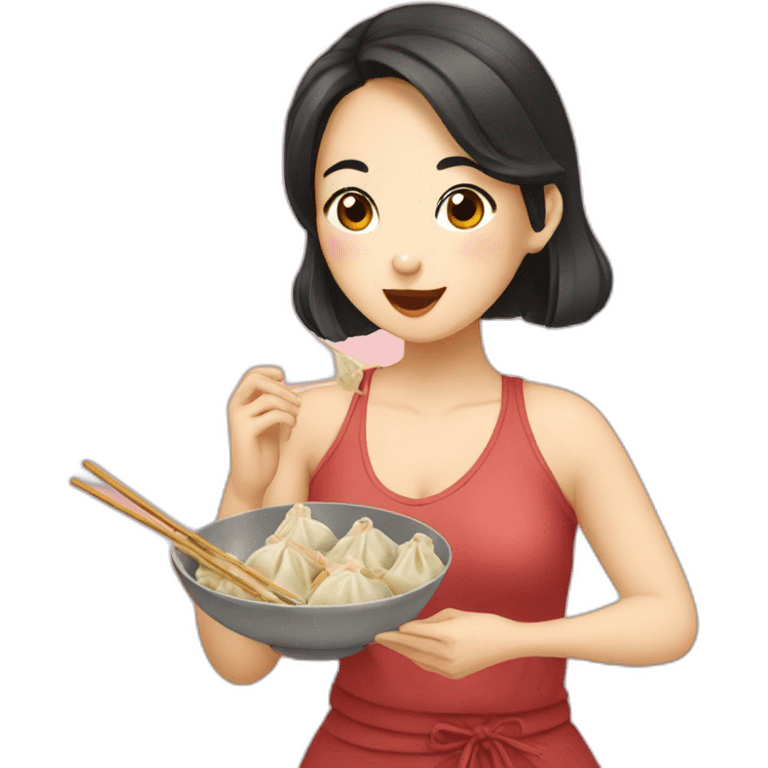 Chinese Girl eating dumplings  emoji