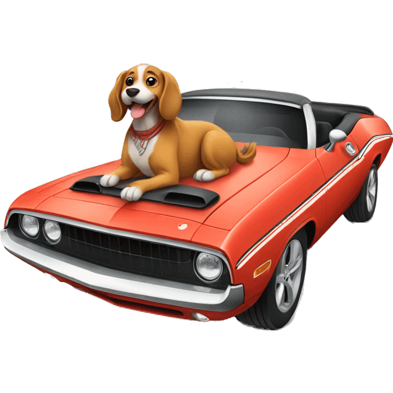 Dog riding a dodge challenger emoji