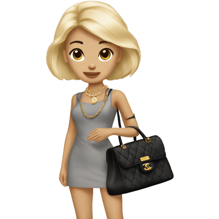 Blonde Chanel Asian Girl with Birkin bag and Chanel necklace emoji