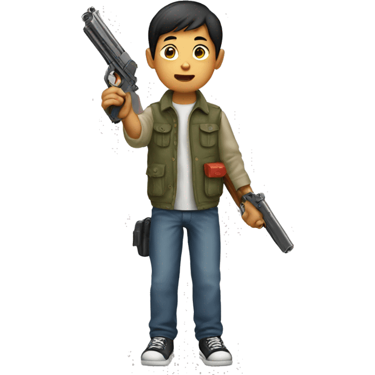 asian boy holding toy gun emoji