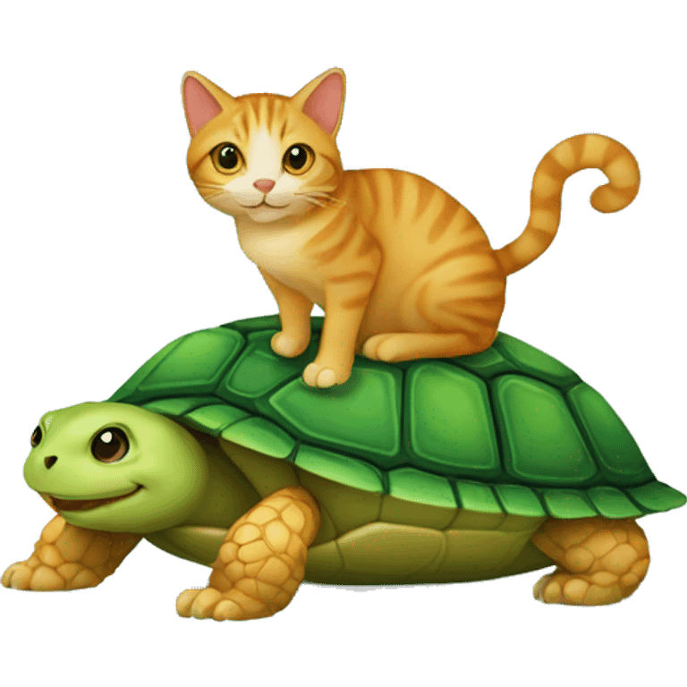 Cat setting on turtle emoji