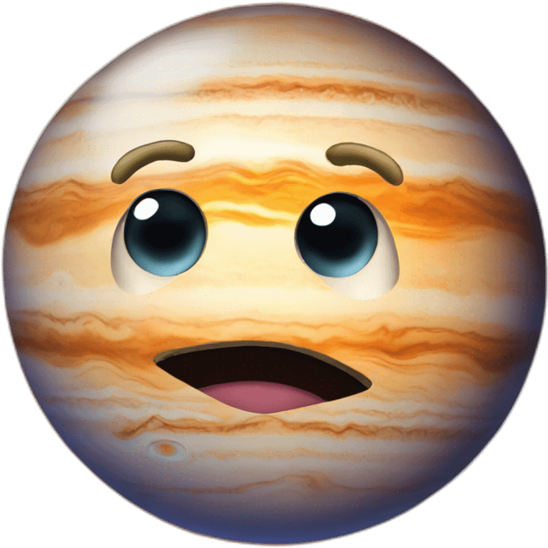 planet Jupiter with smart face with one eye emoji