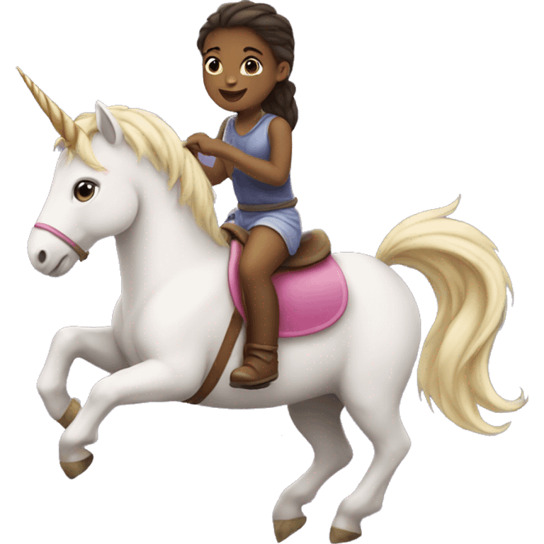 A girl riding a unicorn emoji