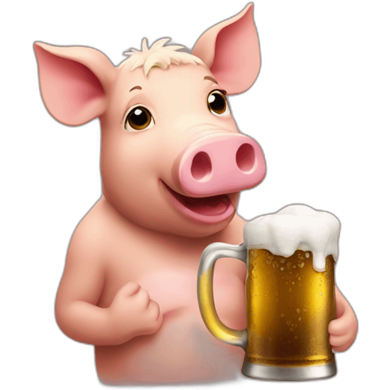 Pork drinking beer emoji