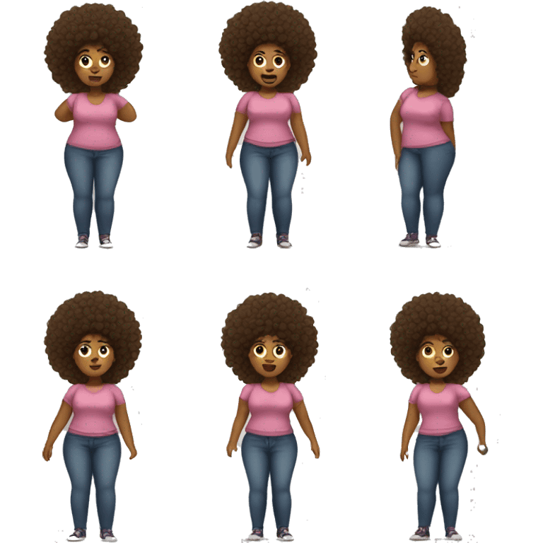 Full body Curvy big body brown woman with Afro hair in a ponytail  emoji