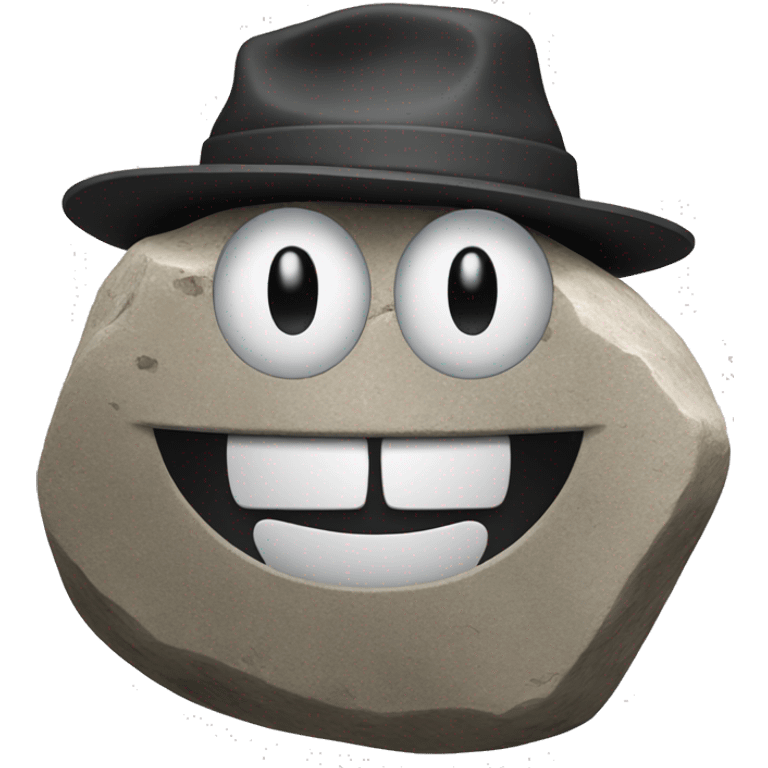 Rock smiling with hat emoji