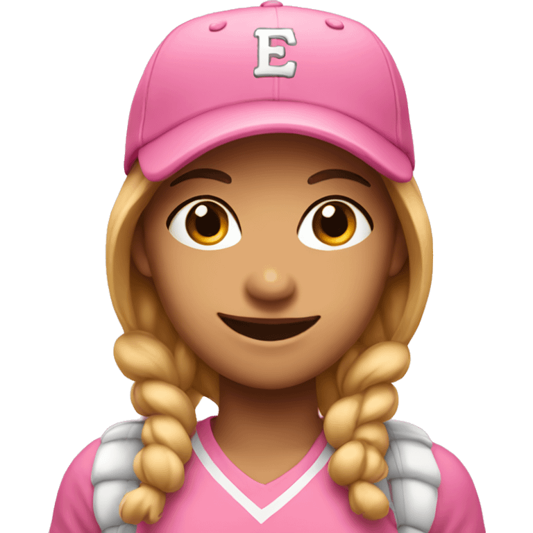 smiling girl in baseball pink cap emoji