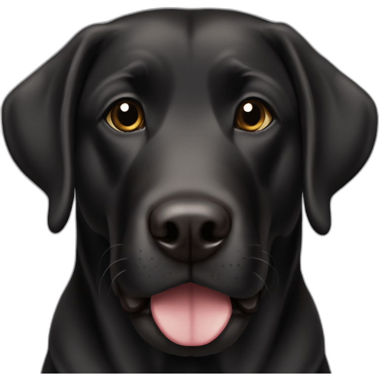 Black lab round chubby face small black eyes small tongue emoji