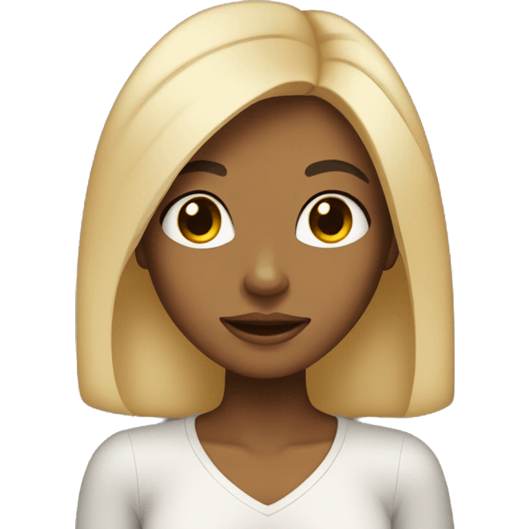 Tan girl with dark black hair and blonde highlights  emoji