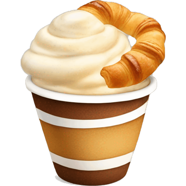 Cup of cappuccino with croissant emoji