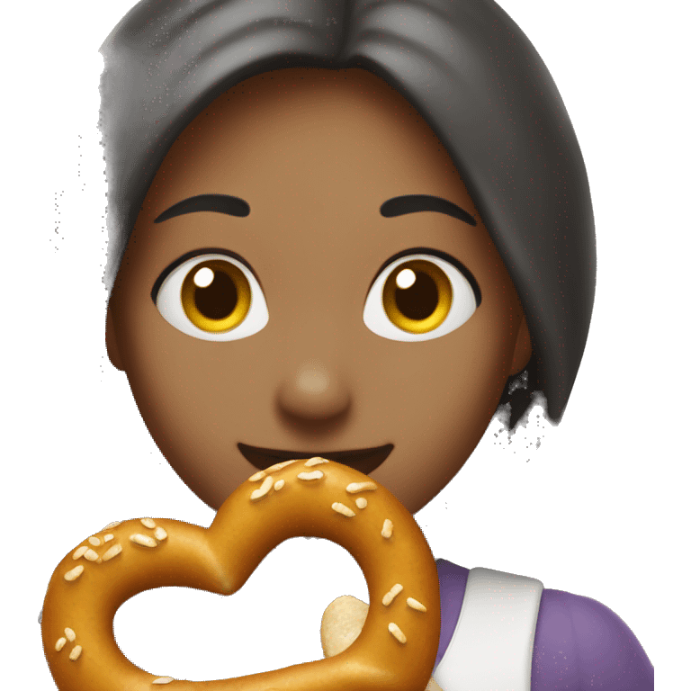 a chick with a pretzel emoji