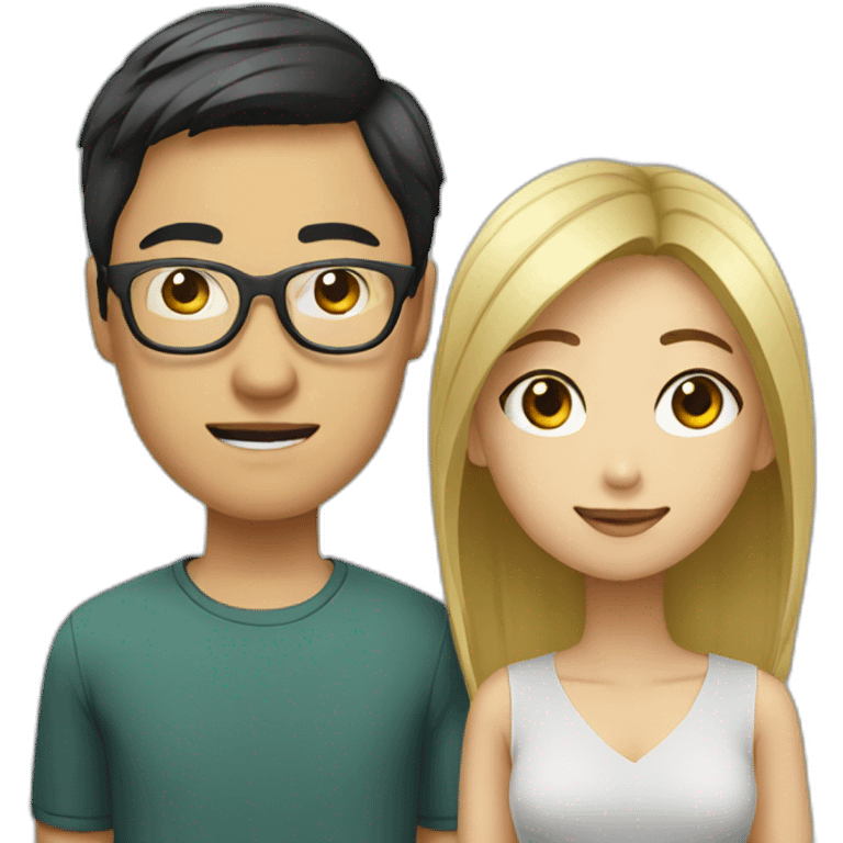 asian guy with glasses and blonde asian girl emoji