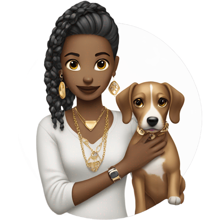 stylish girl with dog jewelry emoji