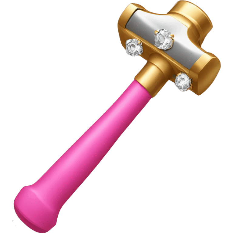 Pink and gold hammer with diamonds  emoji