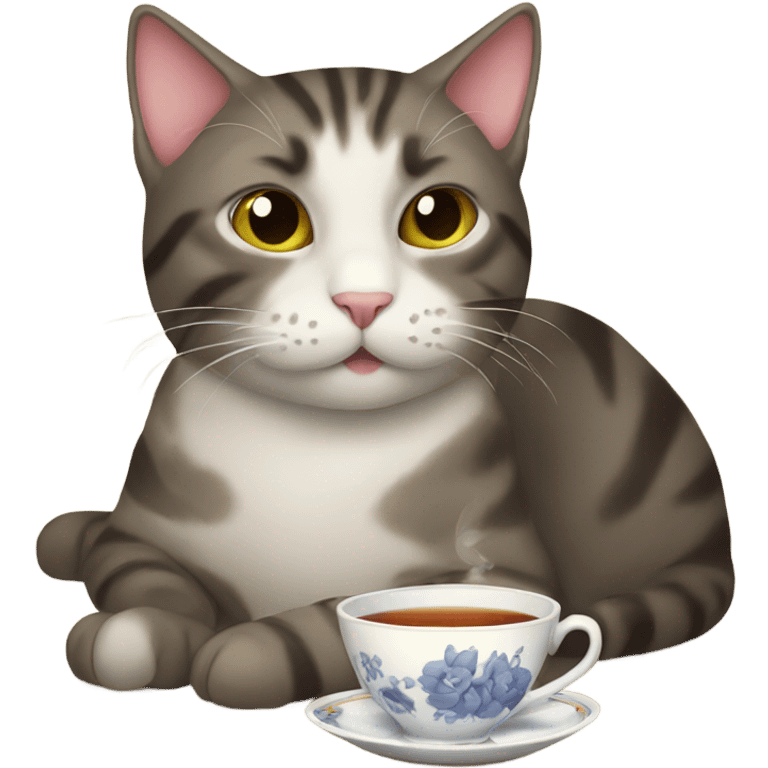 Cat drinking tea emoji