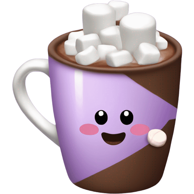 Hot chocolate with marshmallows Christmas themed light purple emoji