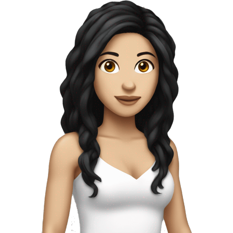 Shakira black hair, white skin emoji