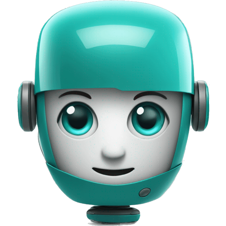 small friendly robot symbolizing artificial intelligence colors teal emoji