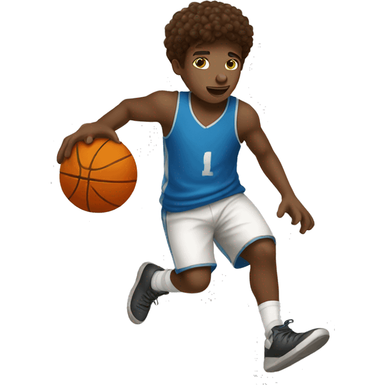 Brown hair boy playing basketball emoji