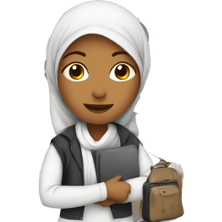 moslem woman with traveling hobbies emoji