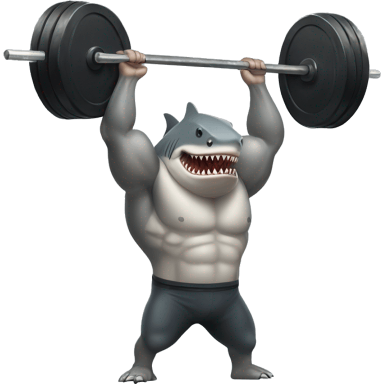 a muscular shark doing deadlift emoji