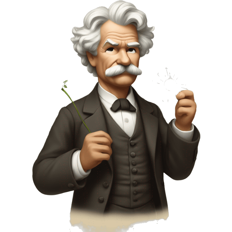 Mark Twain holds a daisy in his hand emoji