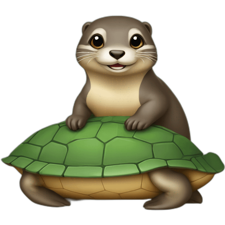 Une loutre sur une tortue emoji