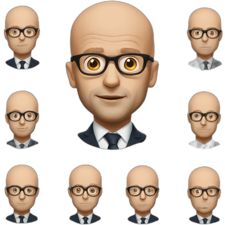 emmanuel macron with no hair and with glasses emoji