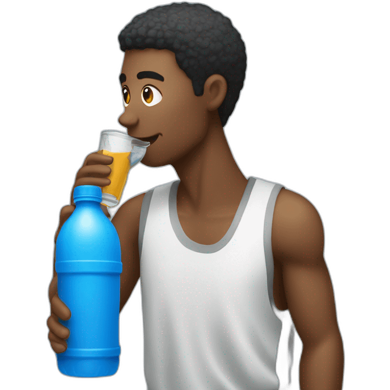 basketballguy drinking blue bottle emoji