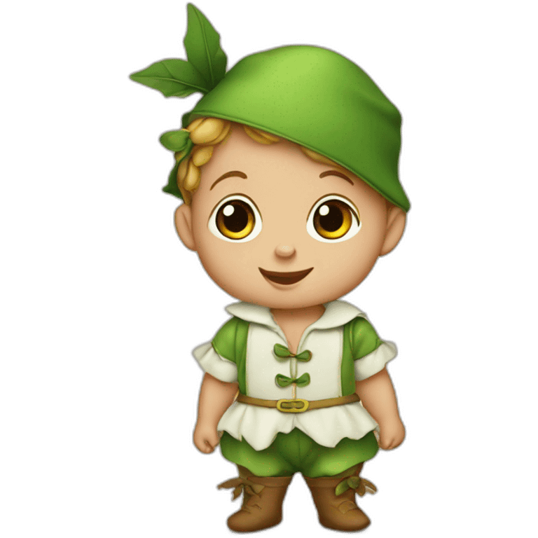 Baby dressed as Peter Pan emoji