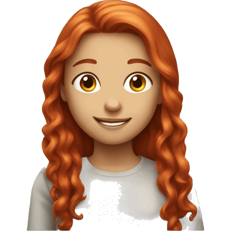 smiling girl with long red hair emoji