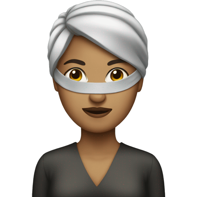 Short haired woman with blindfold emoji