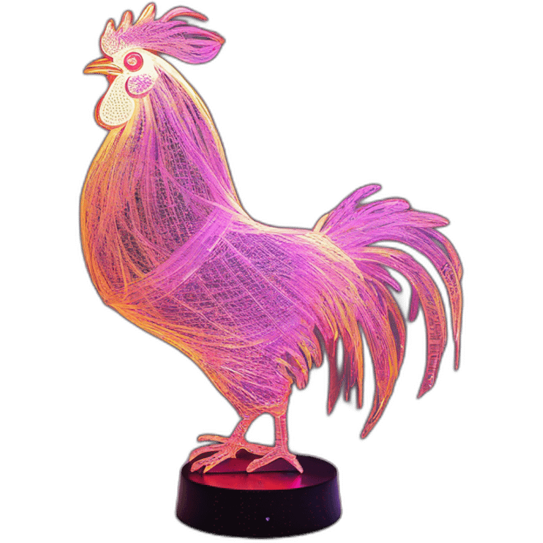 Rooster sculpture art lamp led fractal emoji